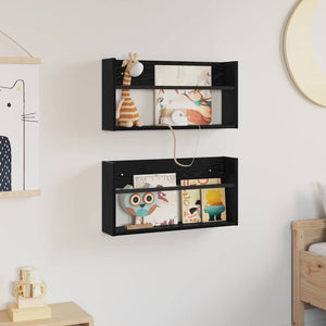 Scaffale per riviste 2 pcs Rovere Nero 60 x 12 x 30 cm 890793