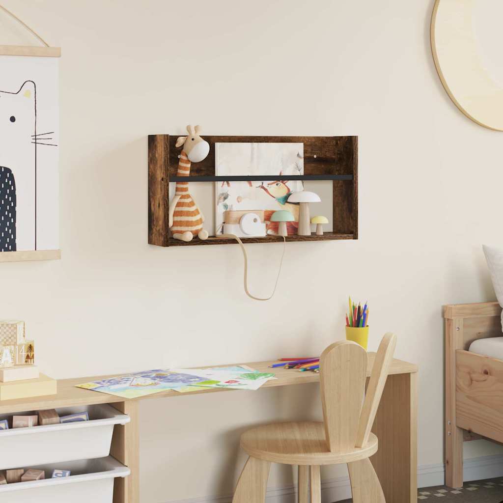 Scaffale per riviste Rovere fumé 60 x 12 x 30 cm 890796