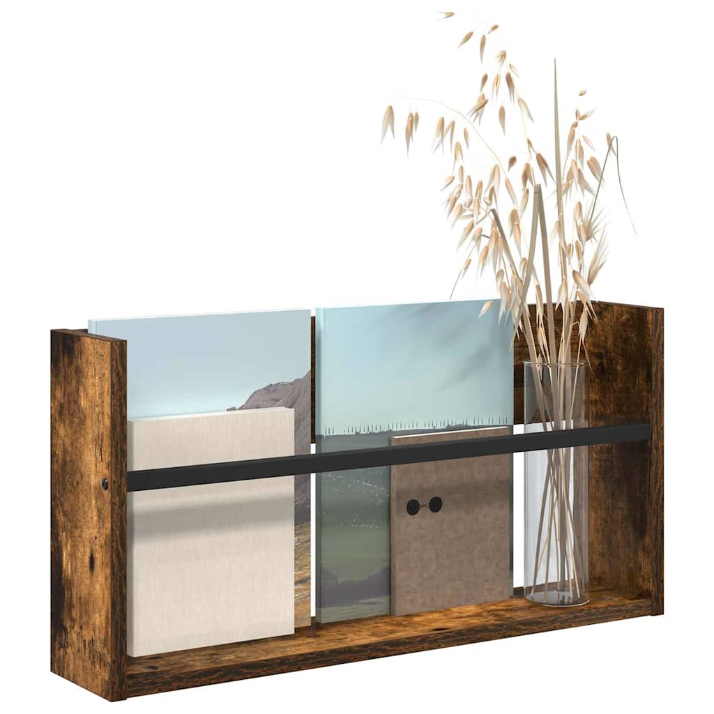 Scaffale per riviste Rovere fumé 60 x 12 x 30 cm 890796