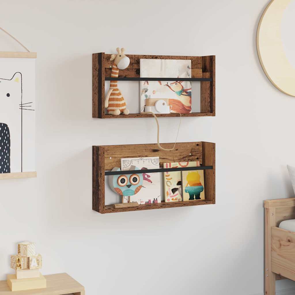 Scaffale per riviste 2 pcs Legno vecchio 60 x 12 x 30 cm 890801