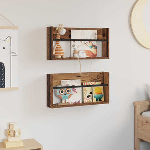 Scaffale per riviste 2 pcs Legno vecchio 60 x 12 x 30 cm 890801