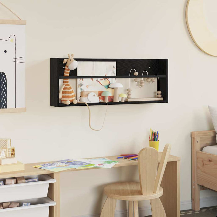 Scaffale per riviste Rovere Nero 80 x 12 x 30 cm 890804