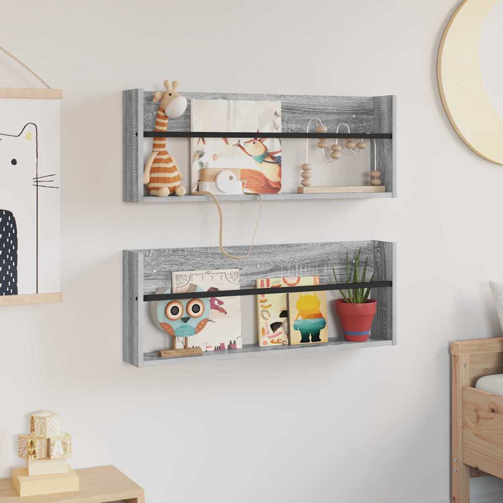 Scaffale per riviste 2 pcs Grigio Sonoma 80 x 12 x 30 cm 890811