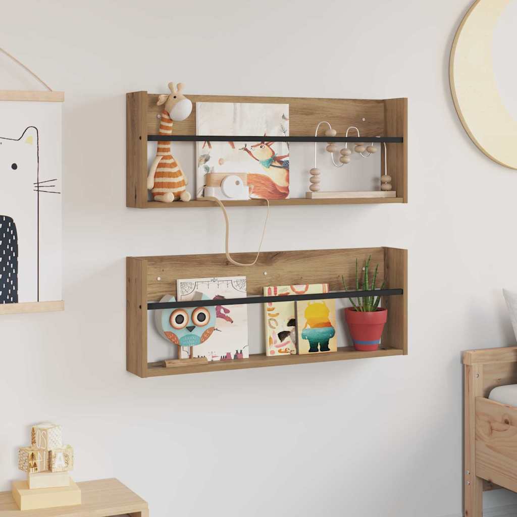 Scaffale per riviste 2 pcs Rovere artigianale 80 x 12 x 30 cm 890815