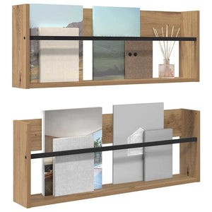 Scaffale per riviste 2 pcs Rovere artigianale 80 x 12 x 30 cm 890815