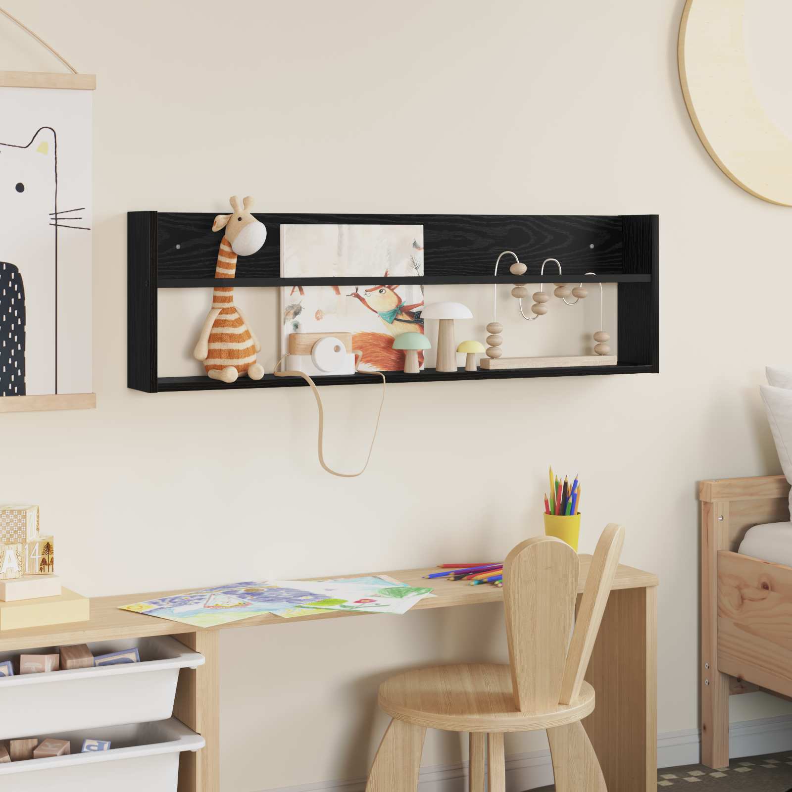 Scaffale per riviste Rovere Nero 100 x 12 x 30 cm 890816