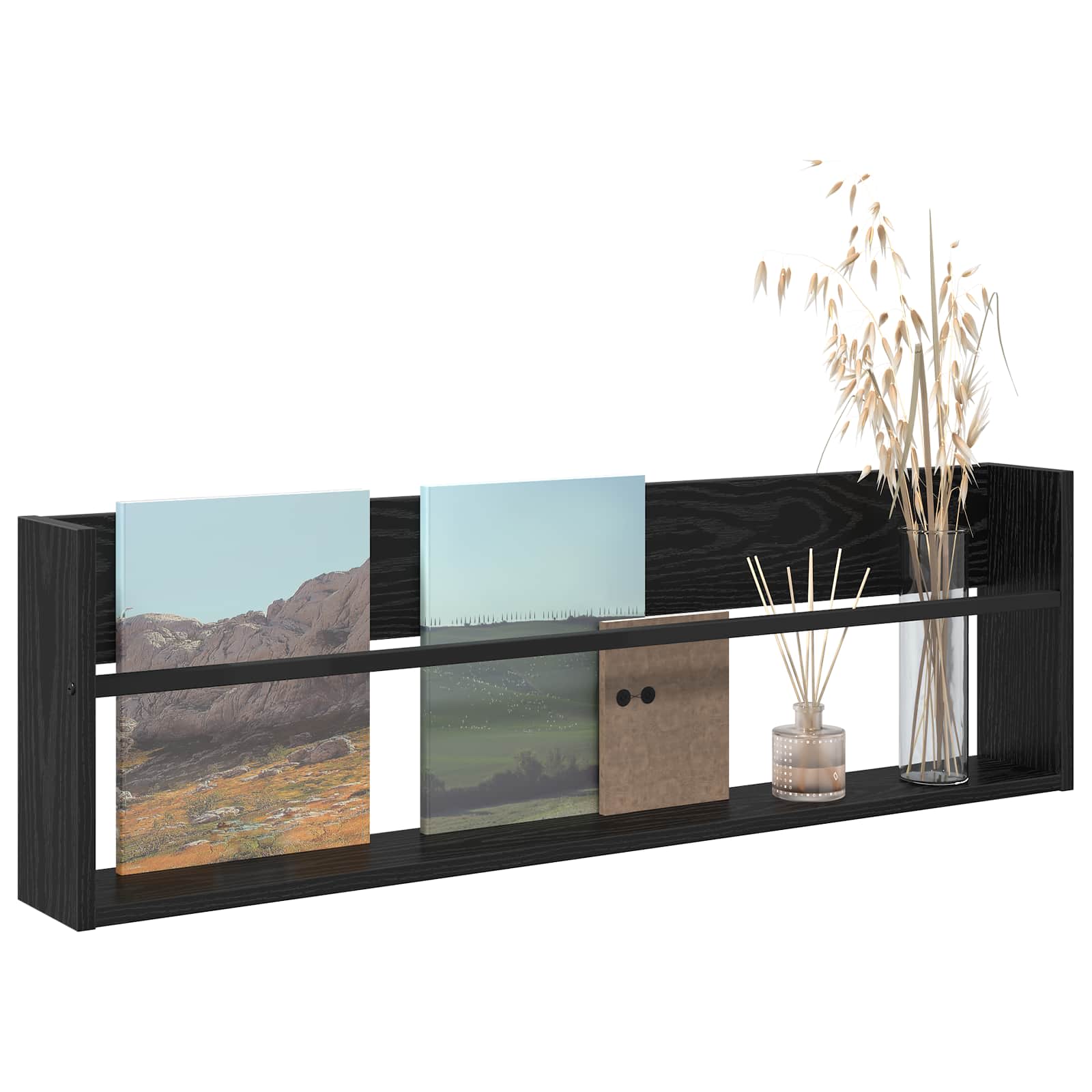 Scaffale per riviste Rovere Nero 100 x 12 x 30 cm 890816