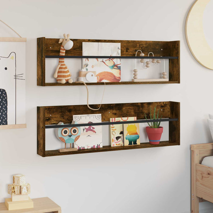 Scaffale per riviste 2 pcs Rovere fumé 100 x 12 x 30 cm 890821