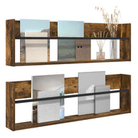 Scaffale per riviste 2 pcs Rovere fumé 100 x 12 x 30 cm 890821