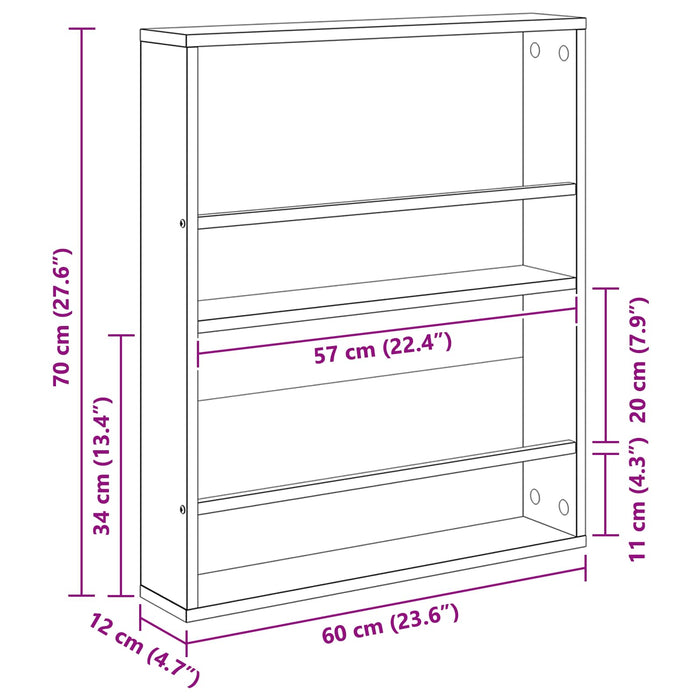 Scaffale per riviste Legno vecchio 60 x 12 x 70 cm 890836