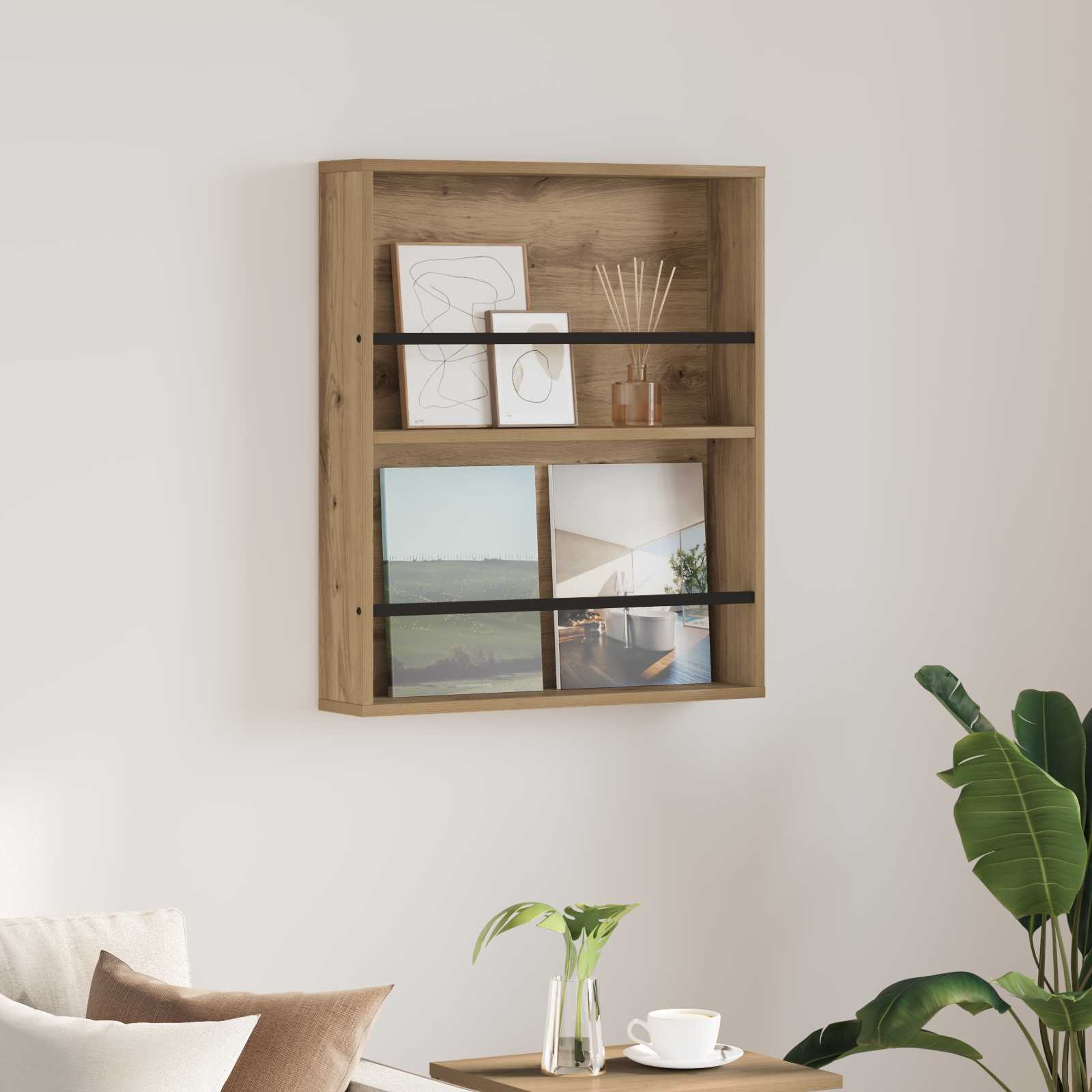Scaffale per riviste Rovere artigianale 60 x 12 x 70 cm 890838