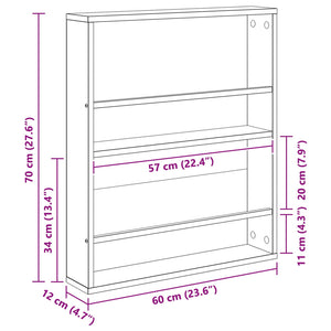 Scaffale per riviste Rovere artigianale 60 x 12 x 70 cm 890838