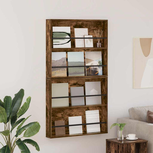 Scaffale per riviste 2 pcs Rovere fumé 80 x 12 x 70 cm 890845