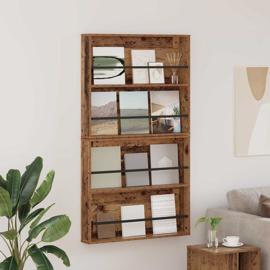 Scaffale per riviste 2 pcs Legno vecchio 80 x 12 x 70 cm 890849