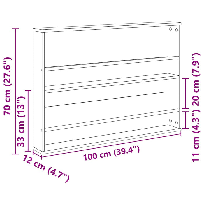 Scaffale per riviste Grigio Sonoma 100 x 12 x 70 cm 890858