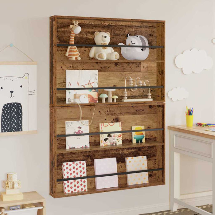 Scaffale per riviste 2 pcs Legno vecchio 100 x 12 x 70 cm 890861