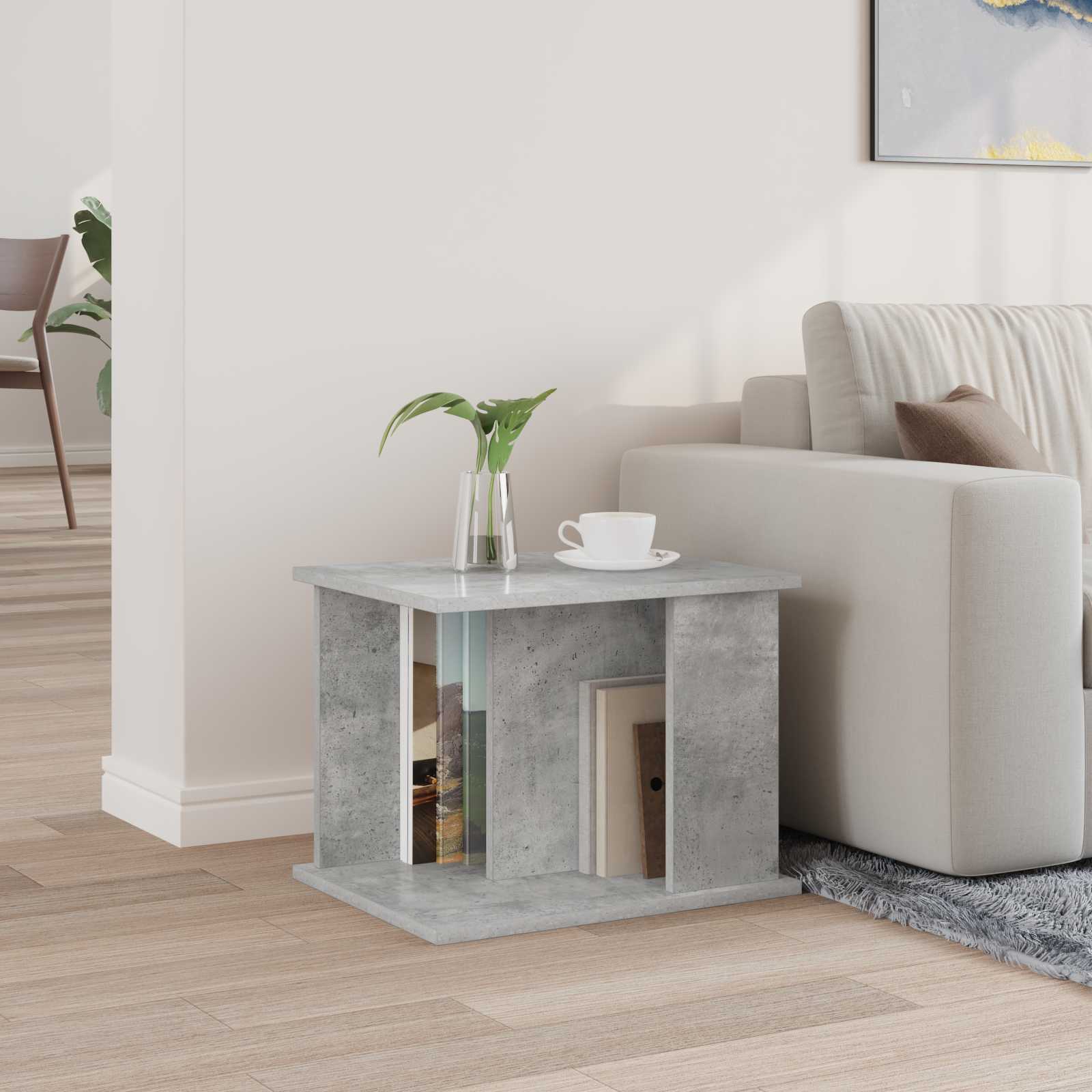 Tavolo laterale con lo scaffale Grigio cemento 35 x 35 x 45 cm 890867