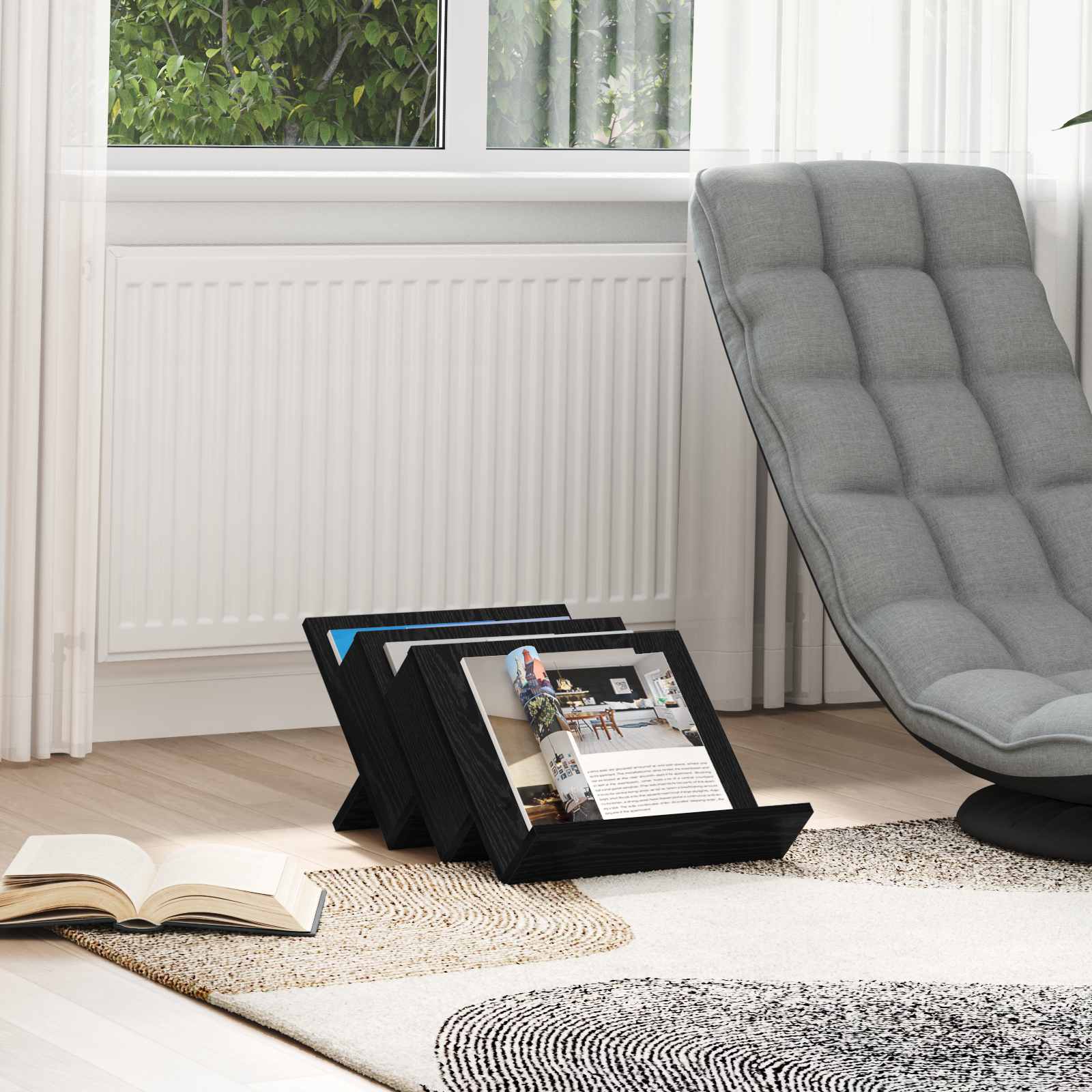 Mobile laterale Rovere Nero 57,5 x 40 x 42 cm Legno multistrato 890873