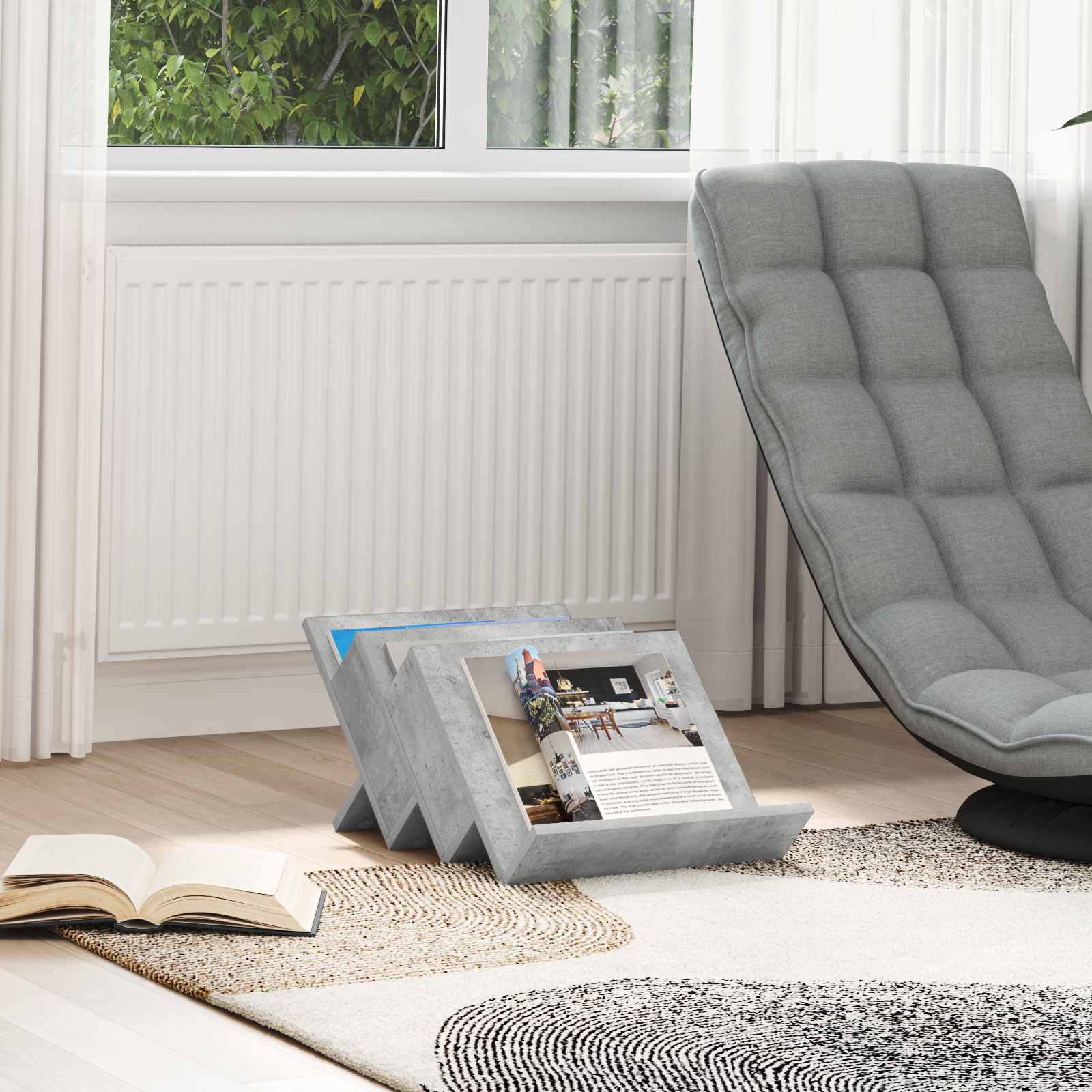 Mobile laterale Grigio cemento 57,5 x 40 x 42 cm 890875