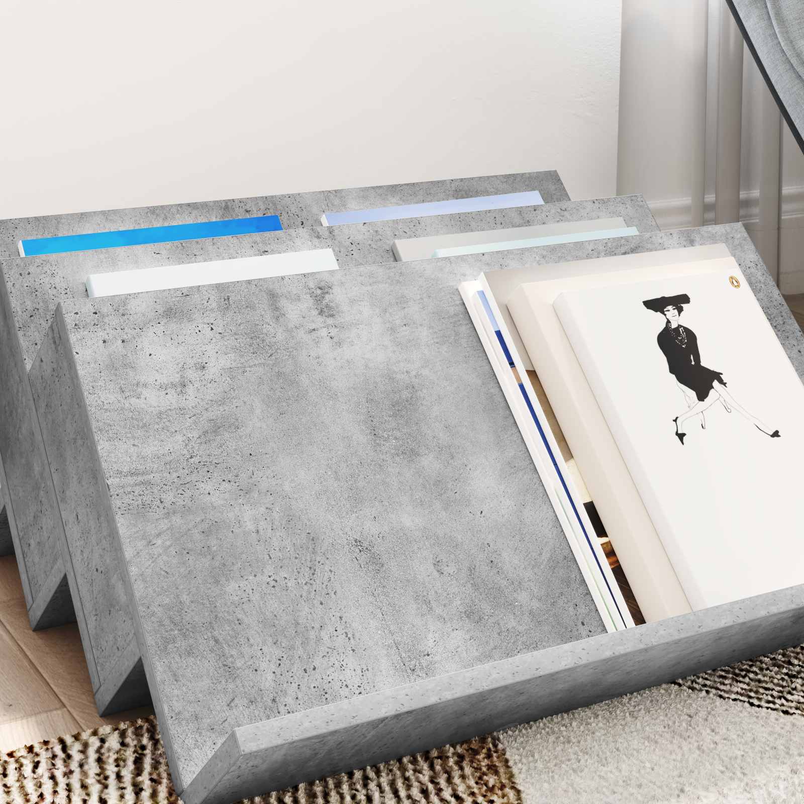 Mobile laterale Grigio cemento 65 x 57,5 x 42 cm 890883