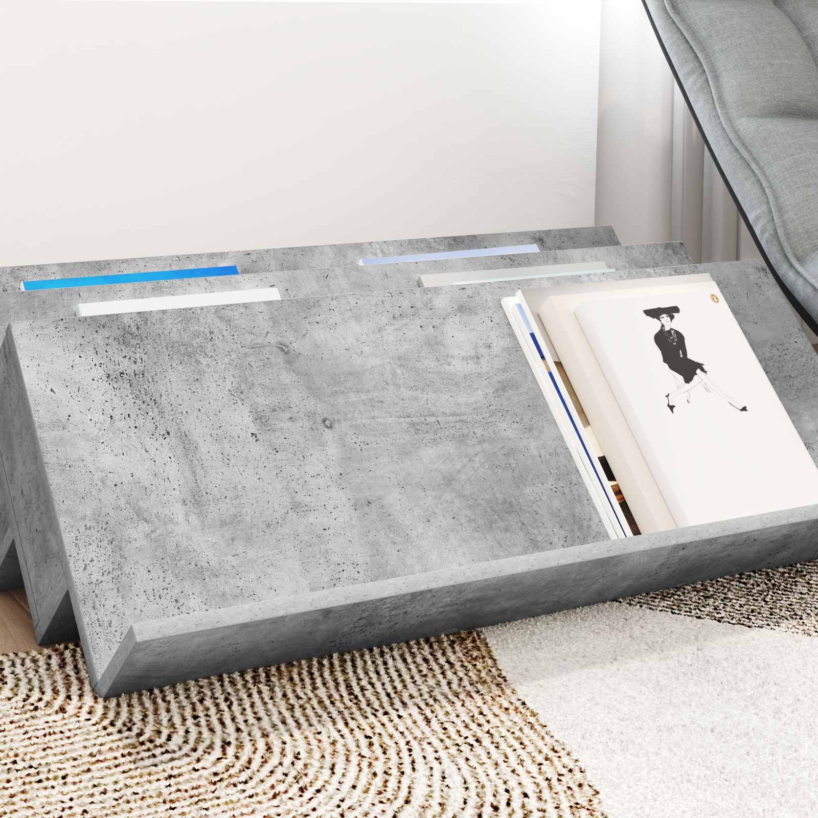 Mobile laterale Grigio cemento 90 x 57,5 x 42 cm 890891