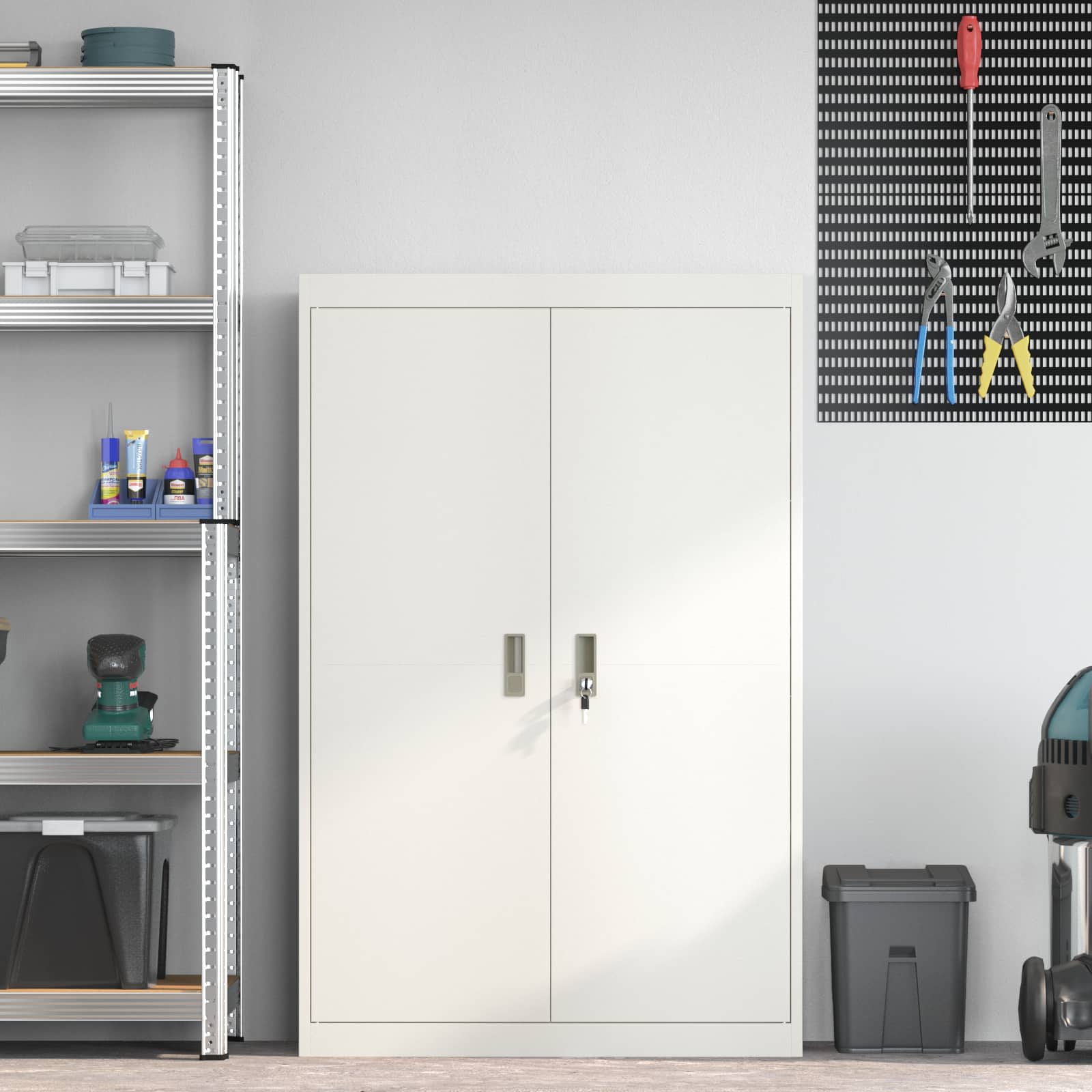 Armadio 2 pcs Bianco 90 x 40 x 140 cm Acciaio laminato a freddo 3406165