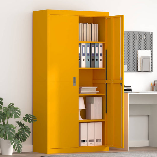 Armadio con archiviazione 2 pcs Giallo senape 90 x 40 x 180 cm 3406169