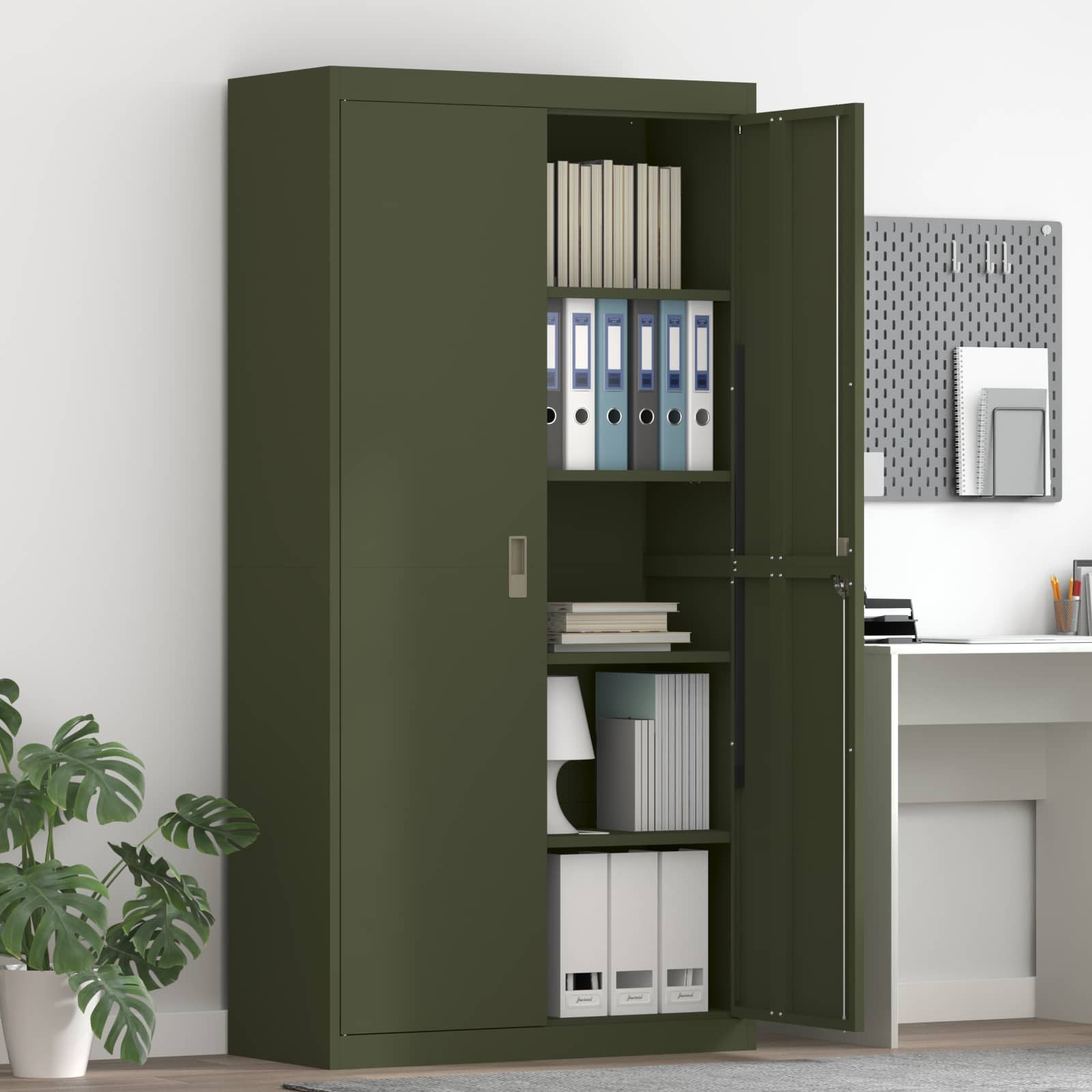 Armadio con archiviazione 2 pcs Verde oliva 90 x 40 x 180 cm 3406170