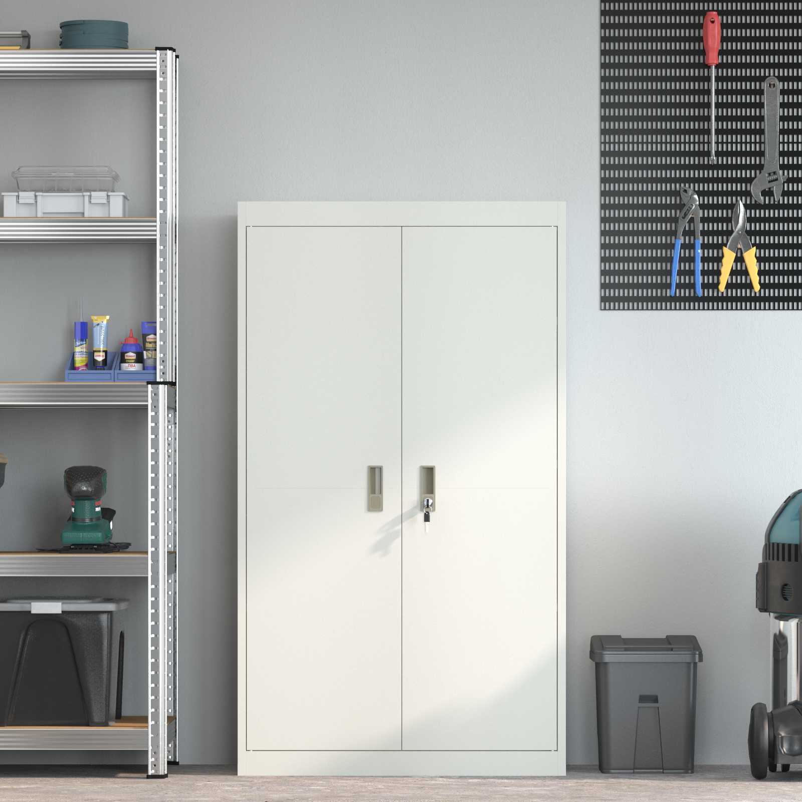 Armadio 2 pcs Bianco 80 x 40 x 140 cm Acciaio laminato a freddo 3406183