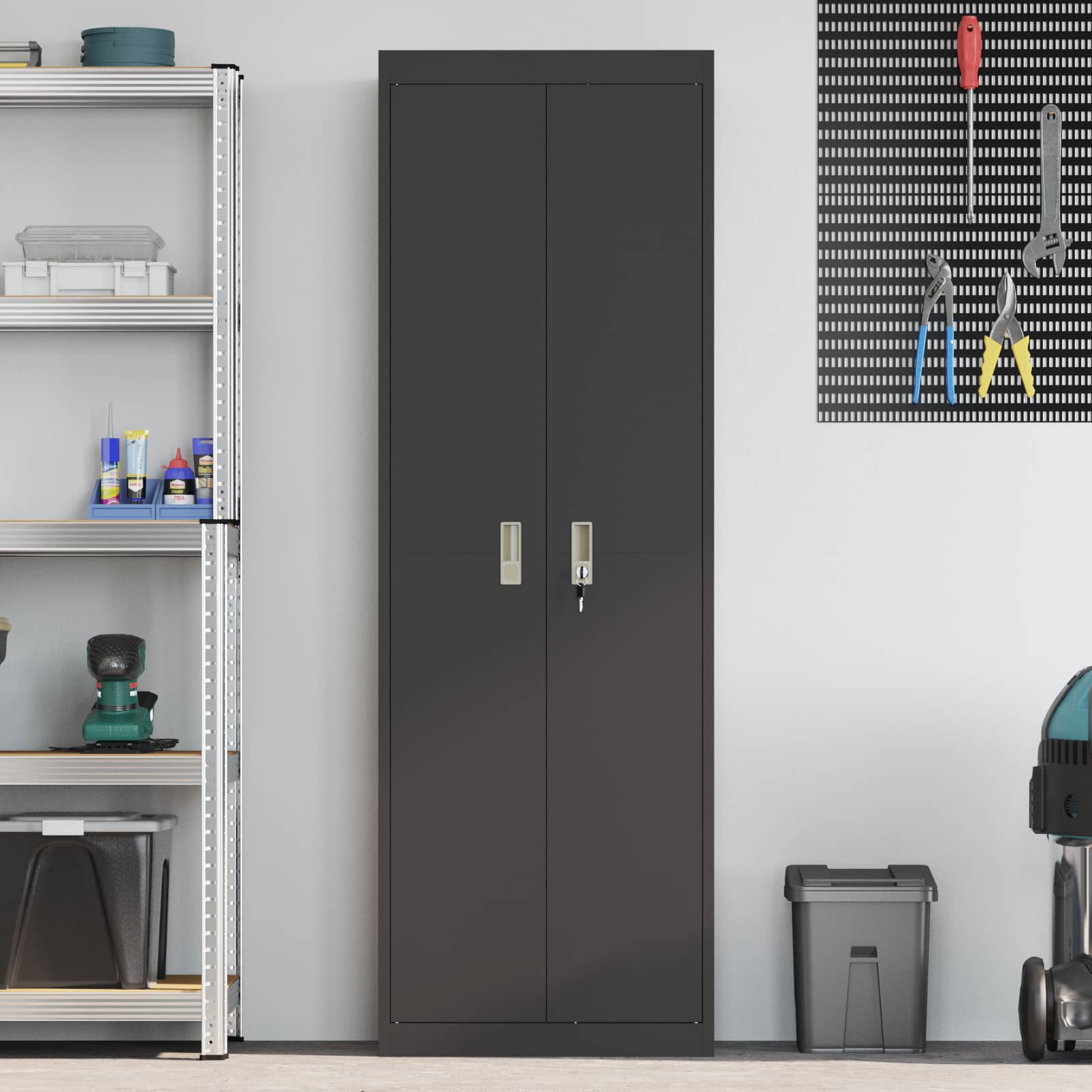 Armadio 2 pcs Nero 60 x 40 x 180 cm Acciaio laminato a freddo 3406196