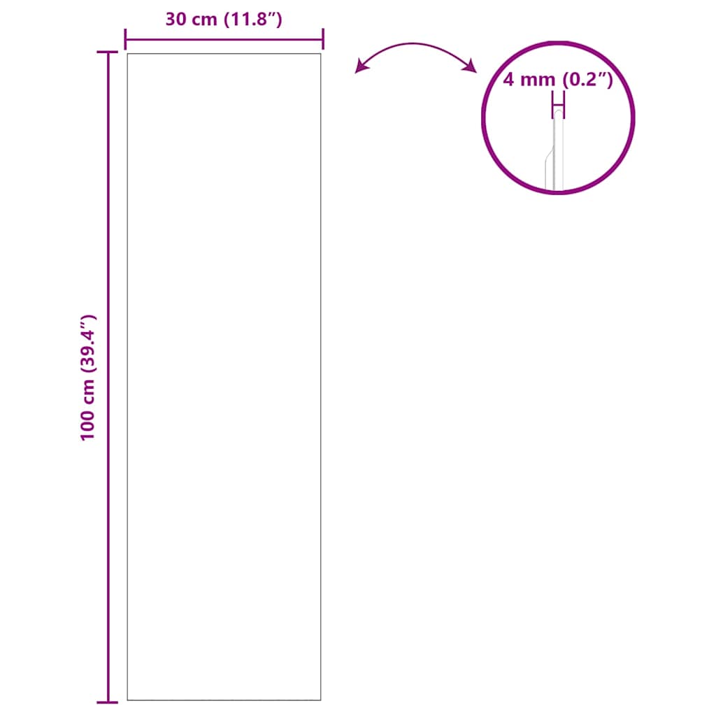 Specchio da parete 30 x 100 cm vetro temperato 42023022