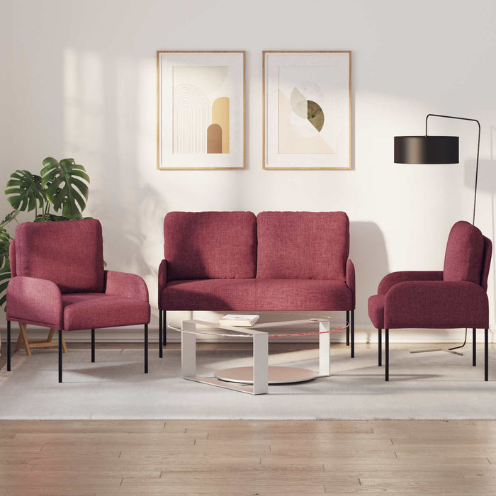 Set divani 3 pcs Rosso Vino 115 x 56 x 80 cm Legno compensato 3406211