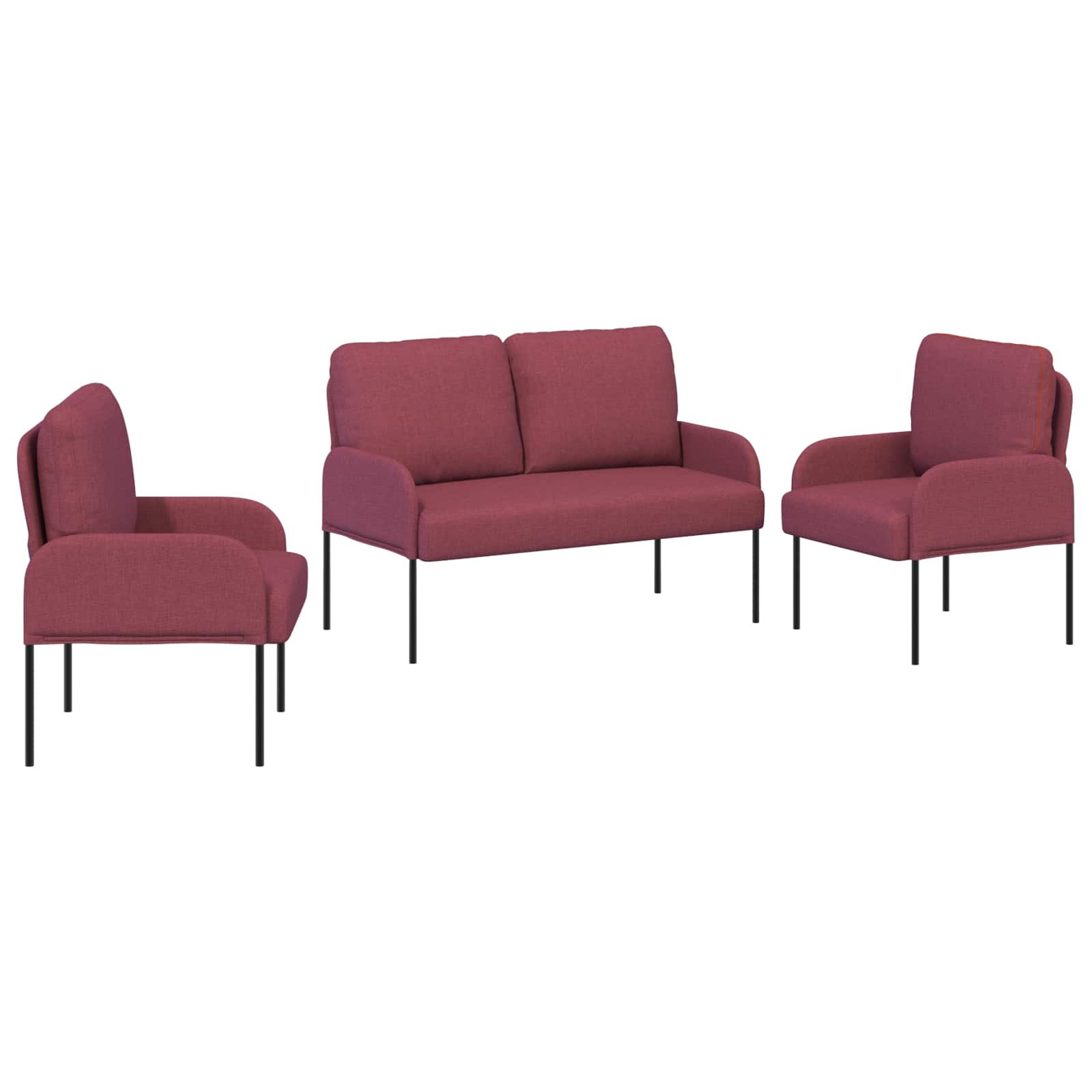 Set divani 3 pcs Rosso Vino 115 x 56 x 80 cm Legno compensato 3406211
