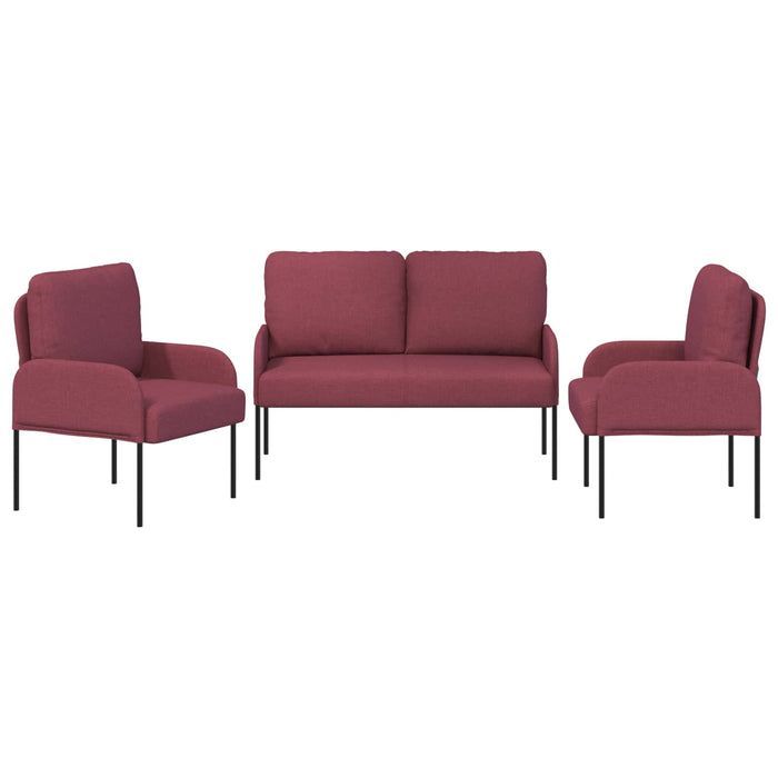 Set divani 3 pcs Rosso Vino 115 x 56 x 80 cm Legno compensato 3406211