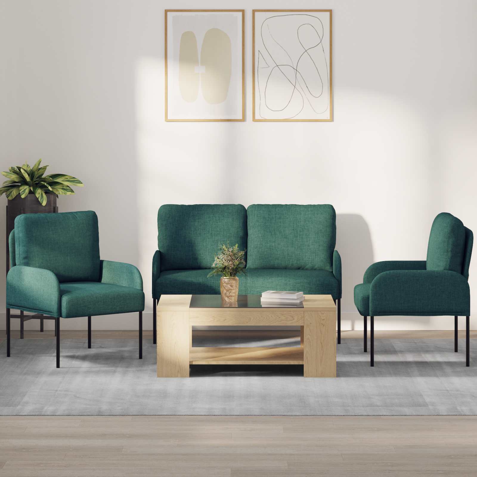 Set divani 3 pcs Verde Scuro 115 x 56 x 80 cm Legno compensato 3406212