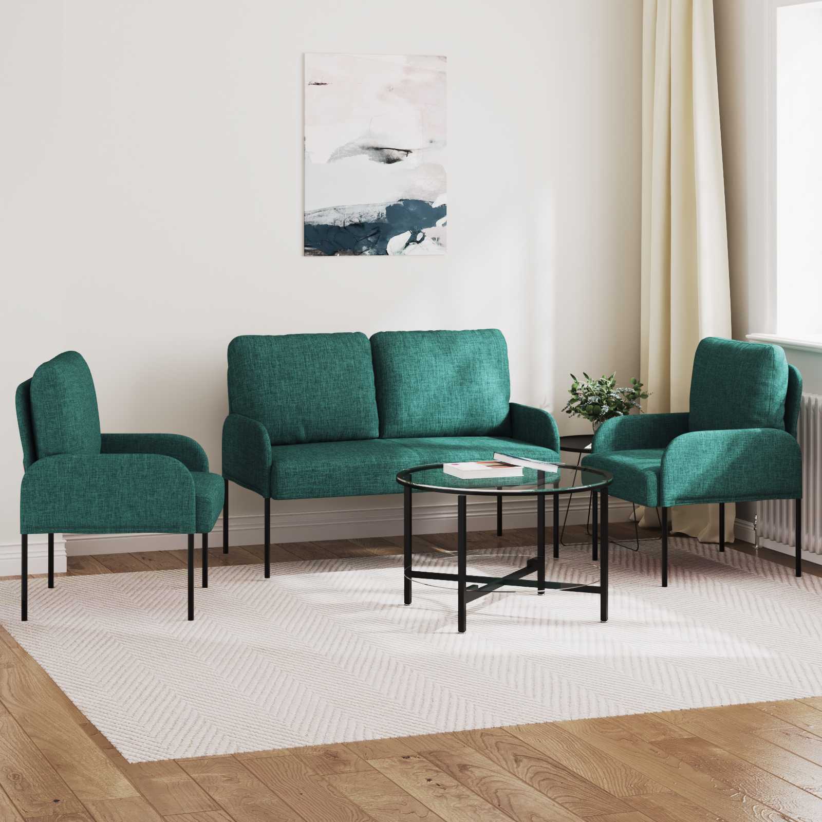 Set divani 3 pcs Verde Scuro 115 x 56 x 80 cm Legno compensato 3406212