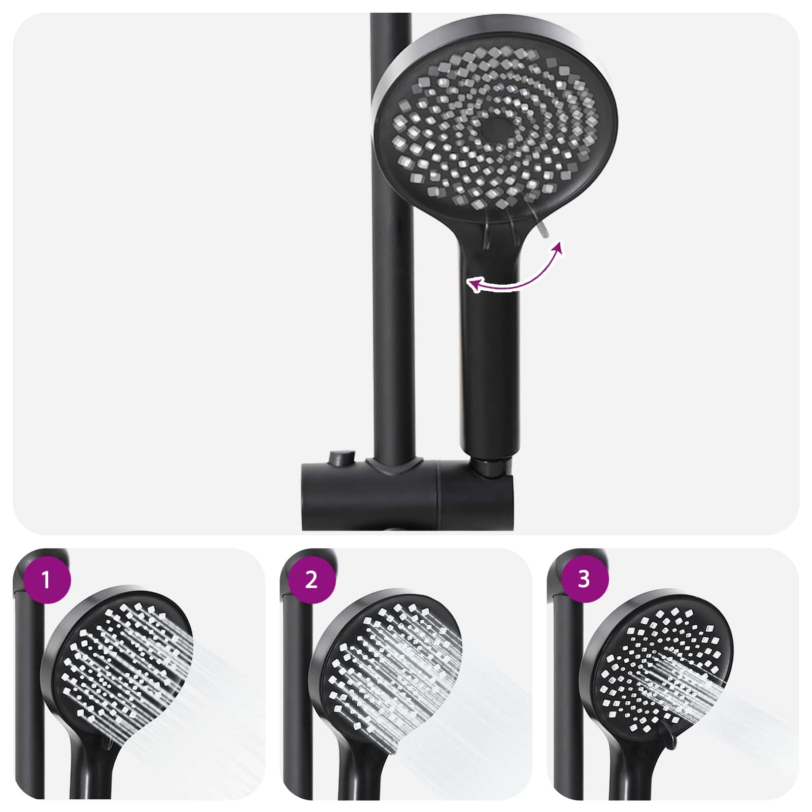 Sistema Doccia Nero 45 x 20 x 96 cm Ottone, Sus201 e ABS 42023407