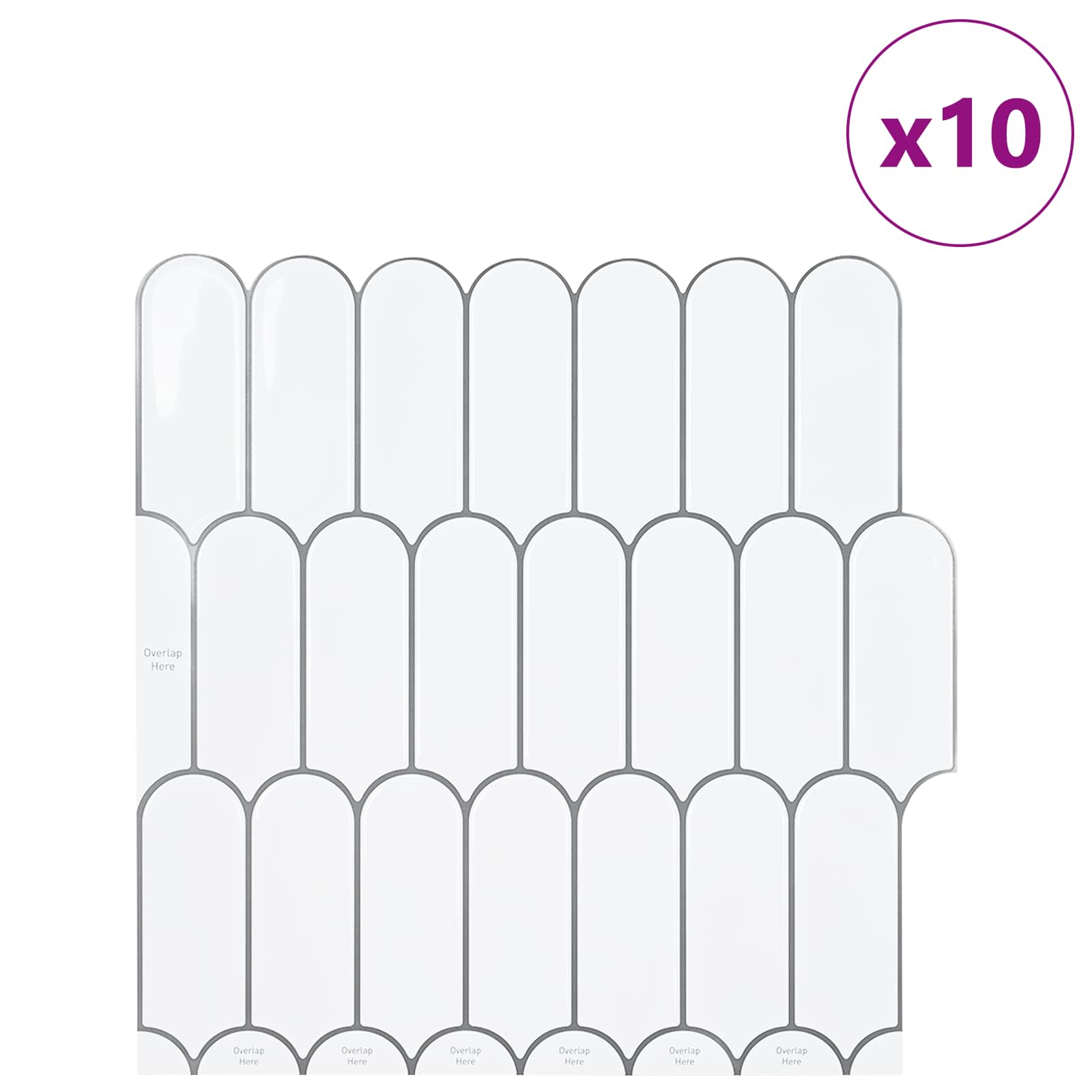 Adesivi Decorativi 10 pcs Bianco e Grigio 30 x 30 x 0,8 cm 42021290