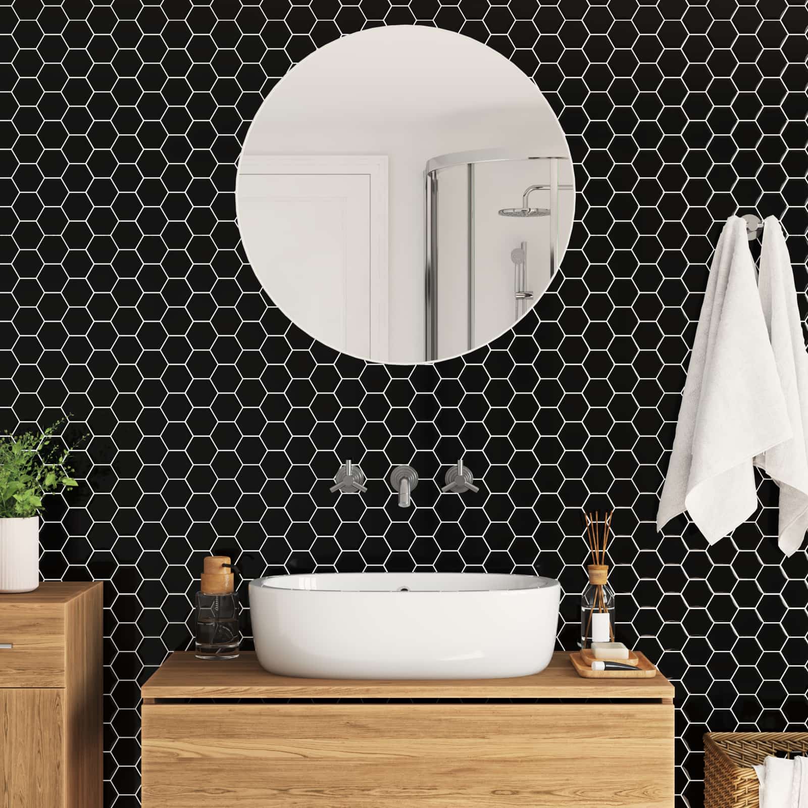 Piastrella Esagonale 20 pcs Bianco 30 x 30 cm Poliuretano e PET 42021321