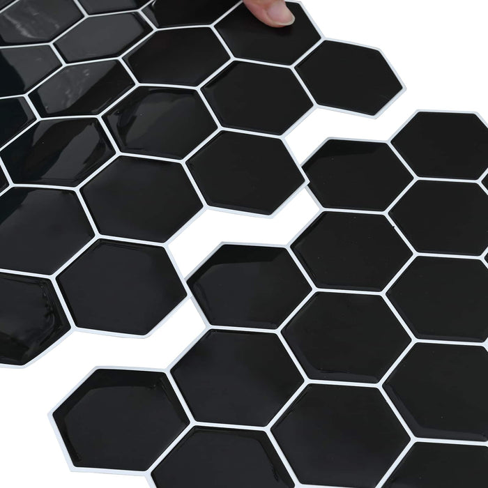 Piastrella Esagonale 50 pcs Nero 30 x 30 cm Poliuretano e PET 42021328