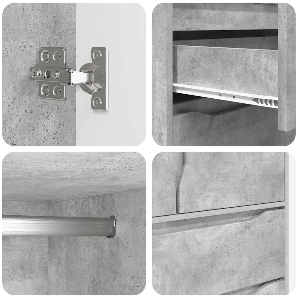 Mobile da Bagno con cassetto Grigio cemento 79,5 x 49 x 156 cm 3406248