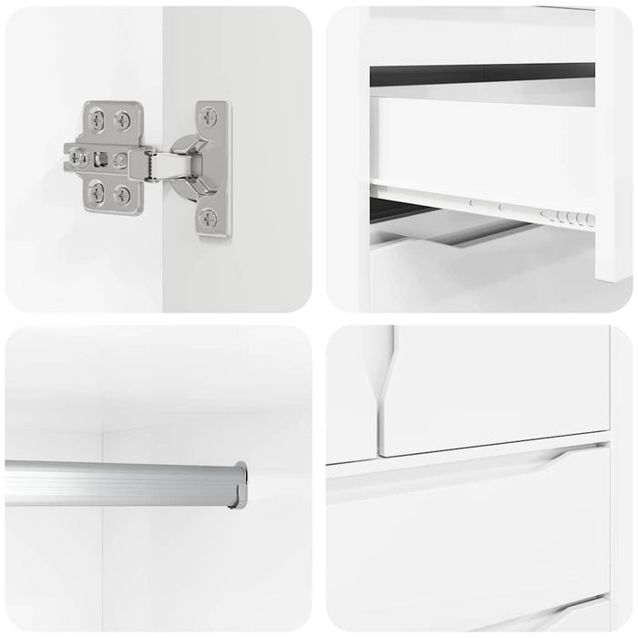 Mobile da Bagno con cassetto Bianco Lucido 79,5 x 49 x 156 cm 3406249