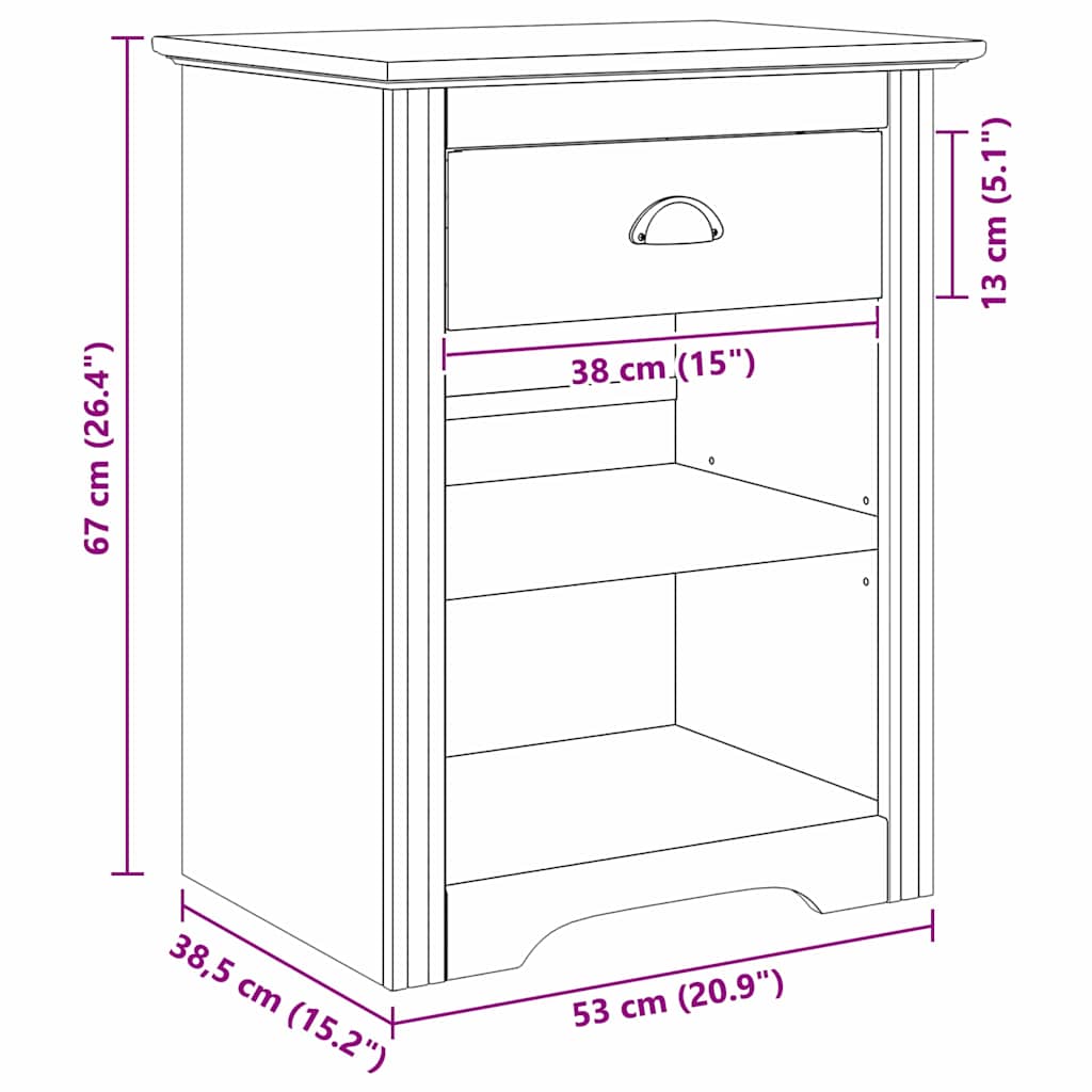 Armadio da Notte BODO Marrone miele 53 x 38,5 x 67 cm 42023478