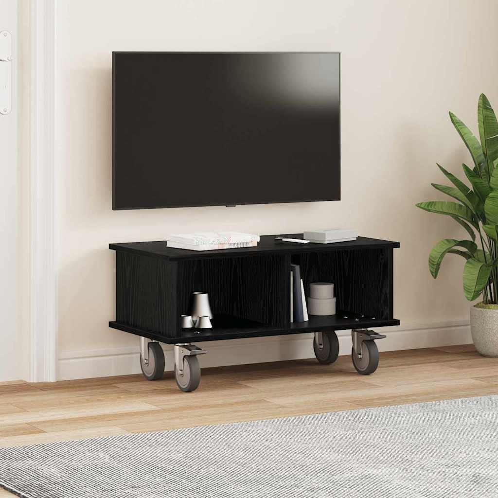 Supporto TV Rovere Nero 68,5 x 35 x 35 cm Legno multistrato 891041