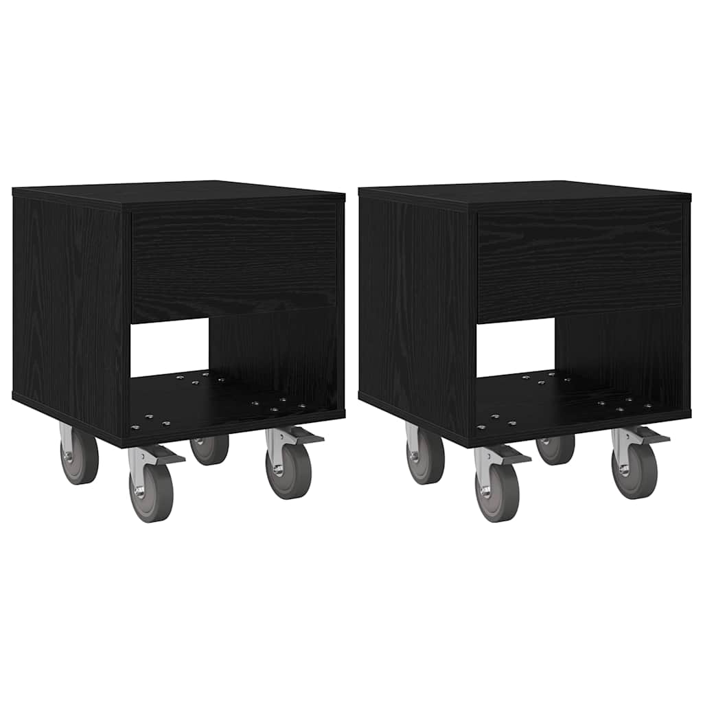 Comodino 2 pcs Rovere Nero 40,5 x 40 x 48 cm Legno multistrato 891059