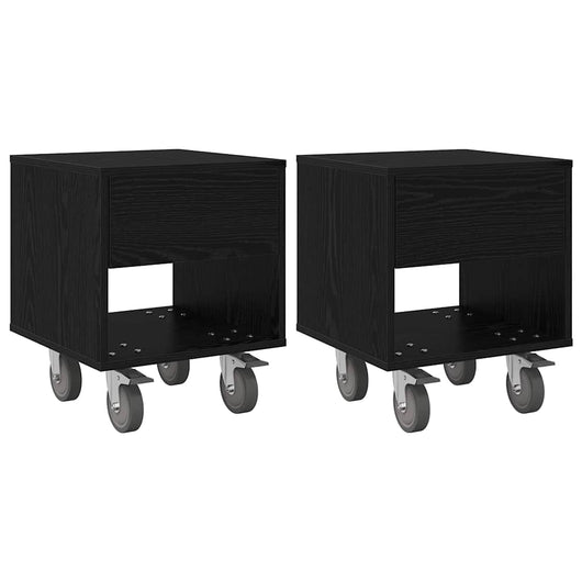 Comodino 2 pcs Rovere Nero 40,5 x 40 x 48 cm Legno multistrato 891059