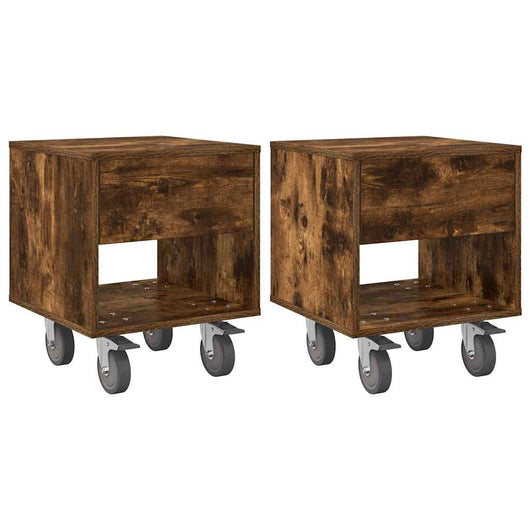 Comodino 2 pcs Rovere fumé 40,5 x 40 x 48 cm Legno multistrato 891065