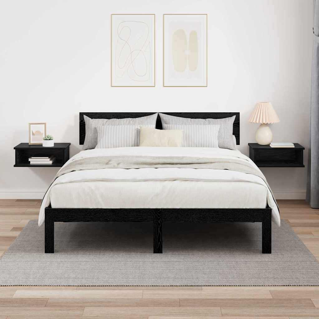 Comodino 2 pcs Rovere Nero 40 x 31 x 15 cm Legno multistrato 891107