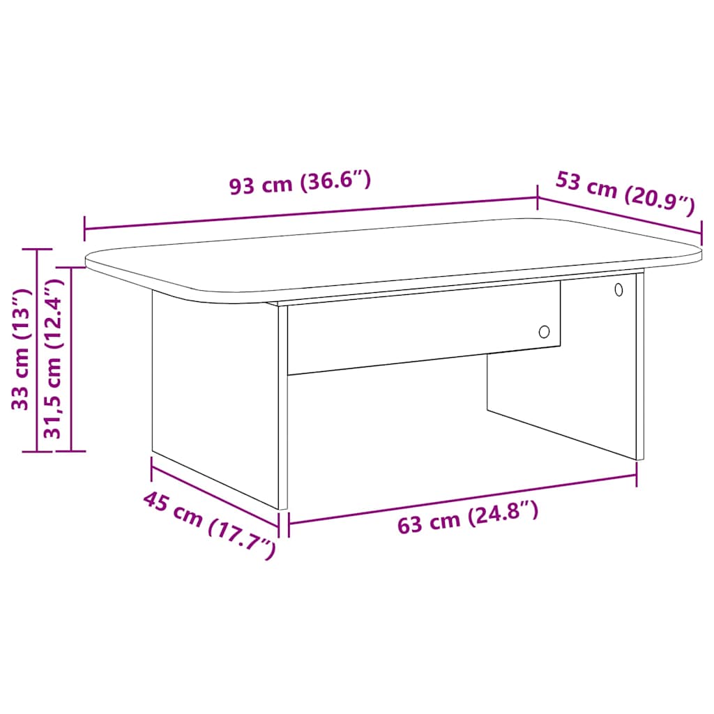 Tavolino da salotto Legno vecchio 93 x 53 x 33 cm 891148