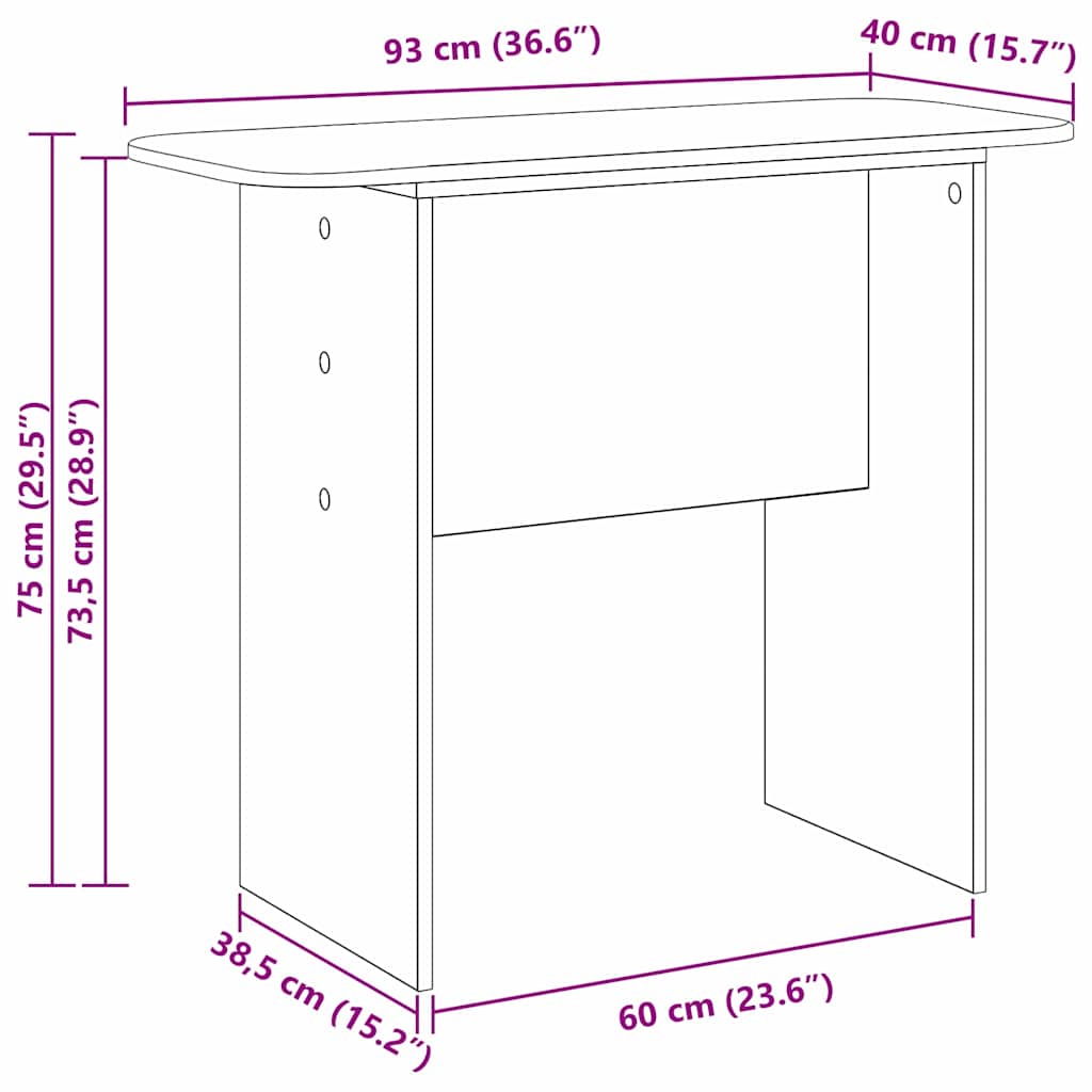 Tavolo consolle Grigio cemento 93 x 40 x 75 cm 891153